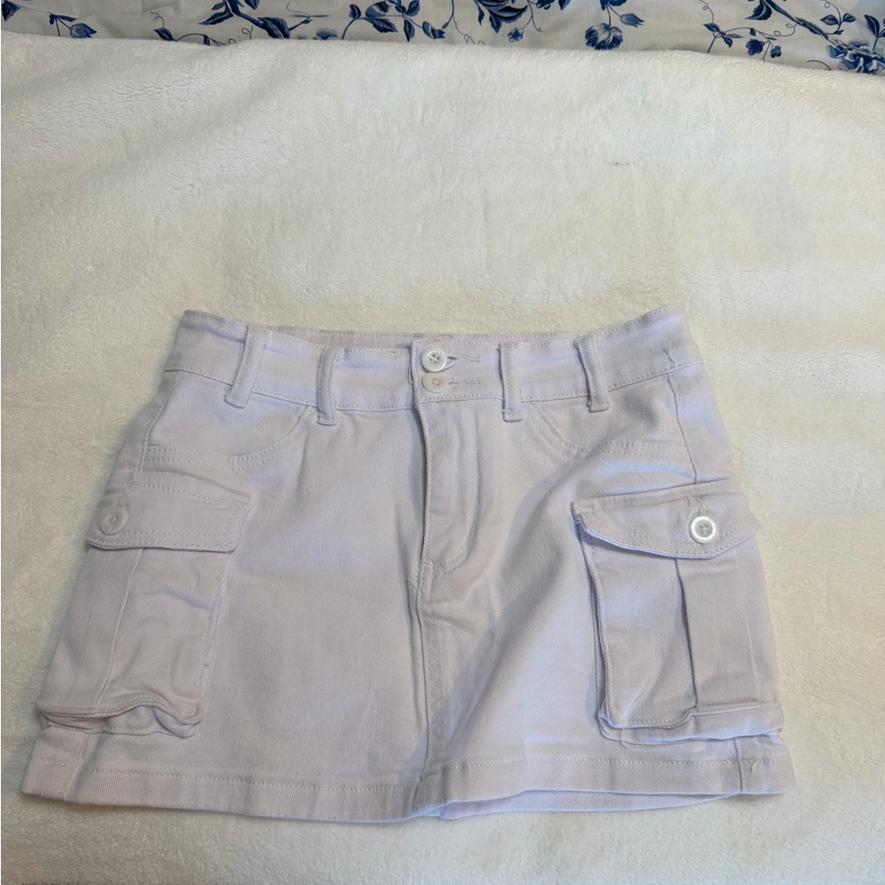 Women's White Mini Cargo Skirt
